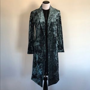 Leith Green Velvet Car Coat